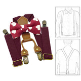 Maxbell Kids Suspender and Bow Tie Tuxedo Suspender for Boys Girls Children Trousers Dark Red