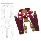 Maxbell Kids Suspender and Bow Tie Tuxedo Suspender for Boys Girls Children Trousers Dark Red