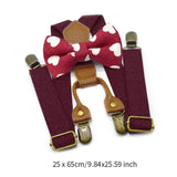 Maxbell Kids Suspender and Bow Tie Tuxedo Suspender for Boys Girls Children Trousers Dark Red