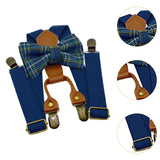 Maxbell Kids Suspender and Bow Tie Tuxedo Suspender for Boys Girls Children Trousers Navy