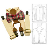 Maxbell Kids Suspender and Bow Tie Tuxedo Suspender for Boys Girls Children Trousers Beige