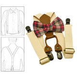Maxbell Kids Suspender and Bow Tie Tuxedo Suspender for Boys Girls Children Trousers Beige