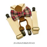 Maxbell Kids Suspender and Bow Tie Tuxedo Suspender for Boys Girls Children Trousers Beige