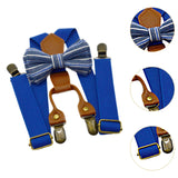 Maxbell Kids Suspender and Bow Tie Tuxedo Suspender for Boys Girls Children Trousers Blue