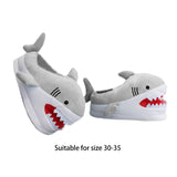 Maxbell Shark Slippers Winter Cartoon Indoor Shoes Keep Warm Anti Slip Kids Slippers Gray