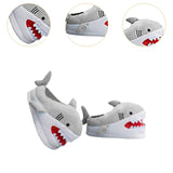 Maxbell Shark Slippers Winter Cartoon Indoor Shoes Keep Warm Anti Slip Kids Slippers Gray