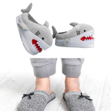 Maxbell Shark Slippers Winter Cartoon Indoor Shoes Keep Warm Anti Slip Kids Slippers Gray