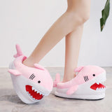 Maxbell Shark Slippers Winter Cartoon Indoor Shoes Keep Warm Anti Slip Kids Slippers Pink
