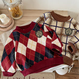 Maxbell Toddlers Sweater Soft Comfortable Washable Pullover Sweater Top for Baby Kids Red