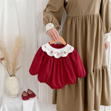 Maxbell Toddlers Baby Girl Clothes with Elastic Cuffs with Snap Button Newborn Romper Fit height 90 cm