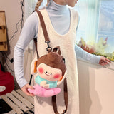 Maxbell Cute Plush Lotus Flower Buddha Backpack Shoulder Bag for Student Women Teens