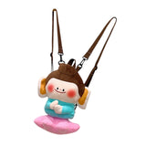 Maxbell Cute Plush Lotus Flower Buddha Backpack Shoulder Bag for Student Women Teens