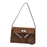 Maxbell Women Shoulder Bag Lightweight Pouch Crossbody Bag for Street Vacation Party Dark Brown