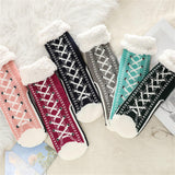 Maxbell Womens Fuzzy Socks Stocking Thermal Floor Socks for Bedroom Living Room Home Black