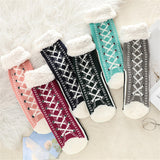 Maxbell Womens Fuzzy Socks Stocking Thermal Floor Socks for Bedroom Living Room Home Black