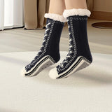 Maxbell Womens Fuzzy Socks Stocking Thermal Floor Socks for Bedroom Living Room Home Black