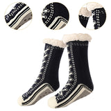 Maxbell Womens Fuzzy Socks Stocking Thermal Floor Socks for Bedroom Living Room Home Black