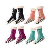 Maxbell Womens Fuzzy Socks Stocking Thermal Floor Socks for Bedroom Living Room Home Black