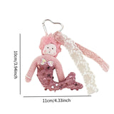 Maxbell Sequins Mermaid Doll Pendant Keychain Bag Pendant for Car Keys Travel Wallet Pink