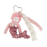 Maxbell Sequins Mermaid Doll Pendant Keychain Bag Pendant for Car Keys Travel Wallet Pink