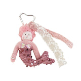 Maxbell Sequins Mermaid Doll Pendant Keychain Bag Pendant for Car Keys Travel Wallet Pink