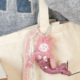 Maxbell Sequins Mermaid Doll Pendant Keychain Bag Pendant for Car Keys Travel Wallet Pink