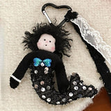 Maxbell Sequins Mermaid Doll Pendant Keychain Bag Pendant for Car Keys Travel Wallet Black