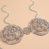 Maxbell Rhinestone Rose Body Chain Bra Creative for Fancy Dress Cosplay Celebrations