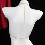 Maxbell Rhinestone Rose Body Chain Bra Creative for Fancy Dress Cosplay Celebrations