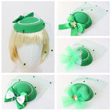 Maxbell Irish Festival Mini Party Fascinator Hat Hair Clips Barrettes Decor Headwear Mesh Decor