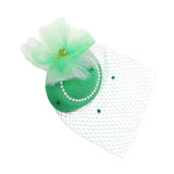 Maxbell Irish Festival Mini Party Fascinator Hat Hair Clips Barrettes Decor Headwear Beaded Mesh Decor