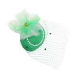 Maxbell Irish Festival Mini Party Fascinator Hat Hair Clips Barrettes Decor Headwear Beaded Mesh Decor