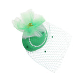Maxbell Irish Festival Mini Party Fascinator Hat Hair Clips Barrettes Decor Headwear Beaded Mesh Decor