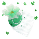 Maxbell Irish Festival Mini Party Fascinator Hat Hair Clips Barrettes Decor Headwear Beaded Mesh Decor