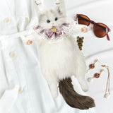 Maxbell Cute Stuffed Cat Shaped Backpack Soft Travel Daypack for Adults Street Girls Gray