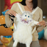 Maxbell Cute Stuffed Cat Shaped Backpack Soft Travel Daypack for Adults Street Girls Gray