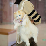 Maxbell Cute Stuffed Cat Shaped Backpack Soft Travel Daypack for Adults Street Girls Brown