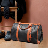 Maxbell Leather Duffle Bag Overnight Bag Large Capacity Water Resistant Carry on Bag Black