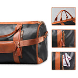 Maxbell Leather Duffle Bag Overnight Bag Large Capacity Water Resistant Carry on Bag Black
