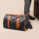 Maxbell Leather Duffle Bag Overnight Bag Large Capacity Water Resistant Carry on Bag Black