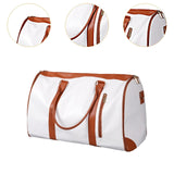 Maxbell Leather Duffle Bag Overnight Bag Large Capacity Water Resistant Carry on Bag White