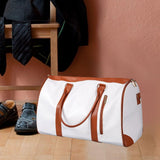 Maxbell Leather Duffle Bag Overnight Bag Large Capacity Water Resistant Carry on Bag White