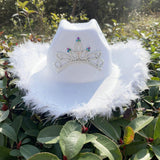 Maxbell Cowgirl Hat Western Cowboy Hat for Costumes Music Festival Concerts Birthday White