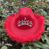 Maxbell Cowgirl Hat Western Cowboy Hat for Costumes Music Festival Concerts Birthday Red