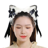 Maxbell Lolita Hair Accessories Elegant Lace Headband for Photo Props Party Supplies Black