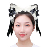 Maxbell Lolita Hair Accessories Elegant Lace Headband for Photo Props Party Supplies Black