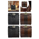 Maxbell PU Leather Belt Pouch Steampunk Medieval Waist Bag for Holiday Stage Cosplay Black Stripe Pattern