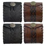 Maxbell PU Leather Belt Pouch Steampunk Medieval Waist Bag for Holiday Stage Cosplay Black Stripe Pattern