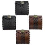 Maxbell PU Leather Belt Pouch Steampunk Medieval Waist Bag for Holiday Stage Cosplay Black Stripe Pattern
