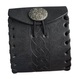 Maxbell PU Leather Belt Pouch Steampunk Medieval Waist Bag for Holiday Stage Cosplay Black Stripe Pattern